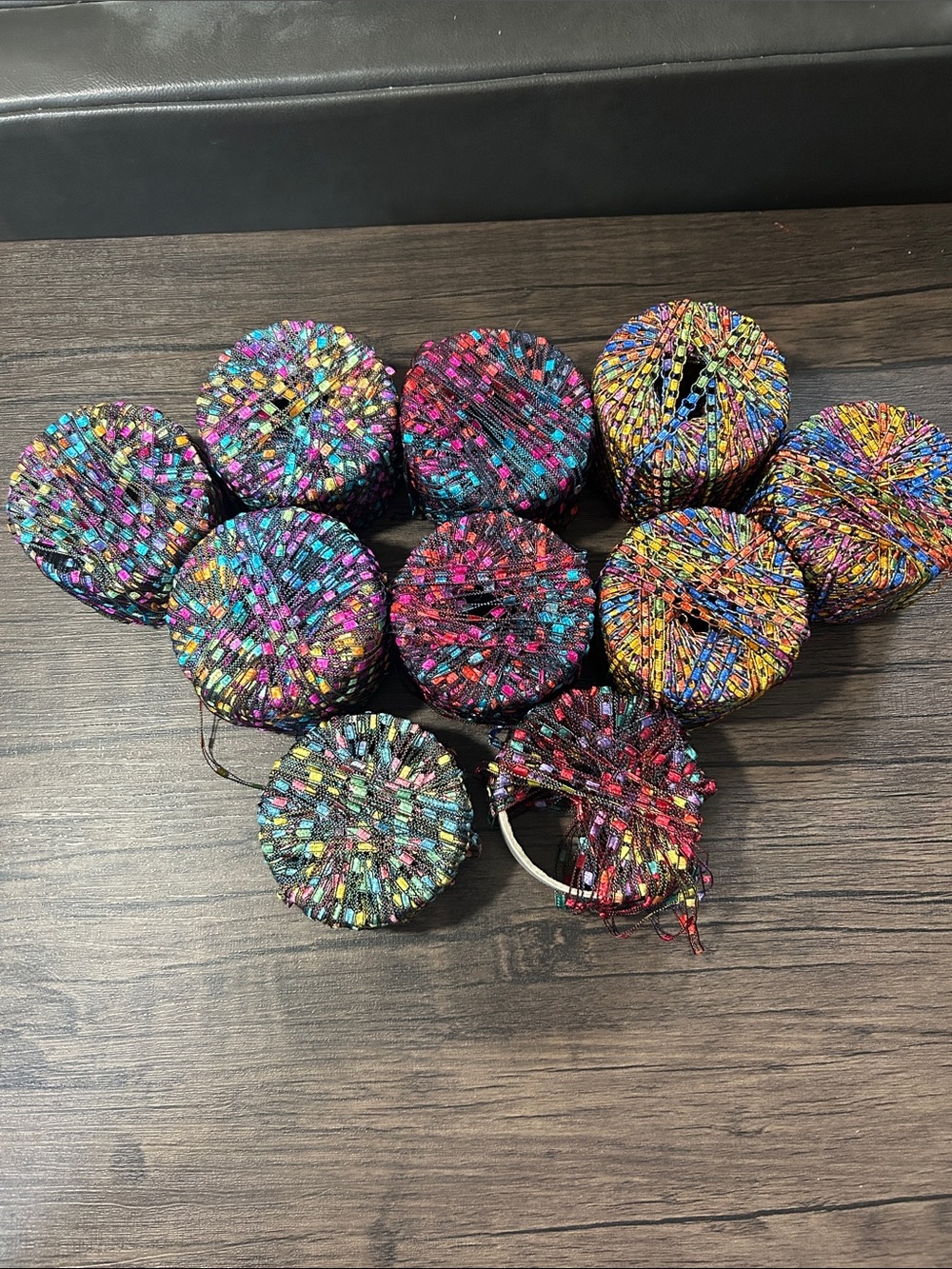 Multicolor Metallic Raffia Yarn Cake Bundle - 10 Spools